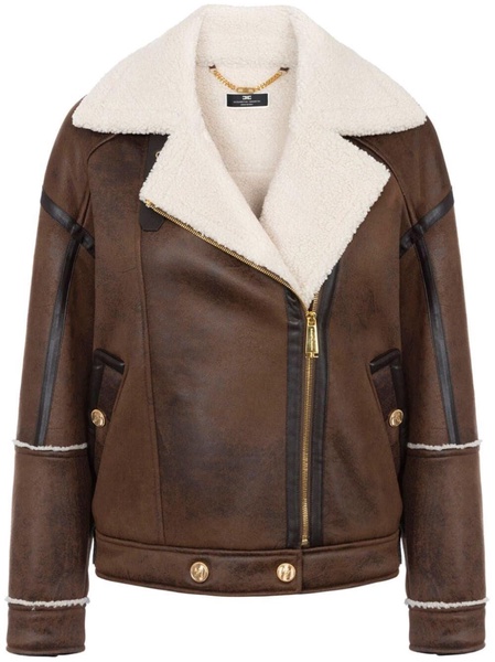 shearling lining faux-leather jacket