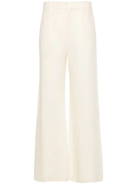 CHLOÉ Milk White Linen Flared Trousers - Women's Fashion SS24