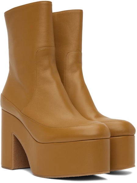 Yellow Heeled Leather Boots