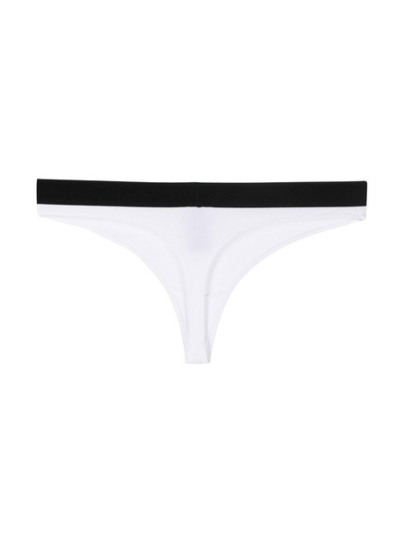 Signature White Thong With Branded Waistband In Stretch Modal Woman