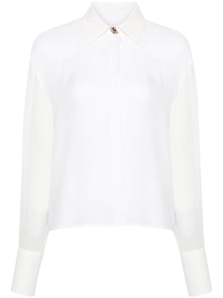 straight-collar silk shirt