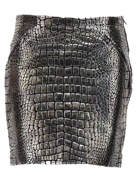 Tom Ford Embossed Mini Leather Skirt