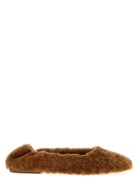 Fur Ballet Flats Flat Shoes Brown