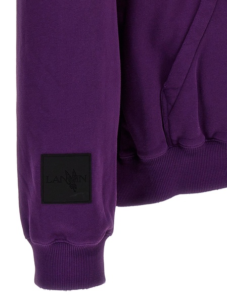 Logo Print Hoodie Sweatshirt Purple