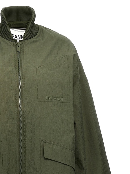 Tech Seersucker Shell Casual Jackets, Parka Green