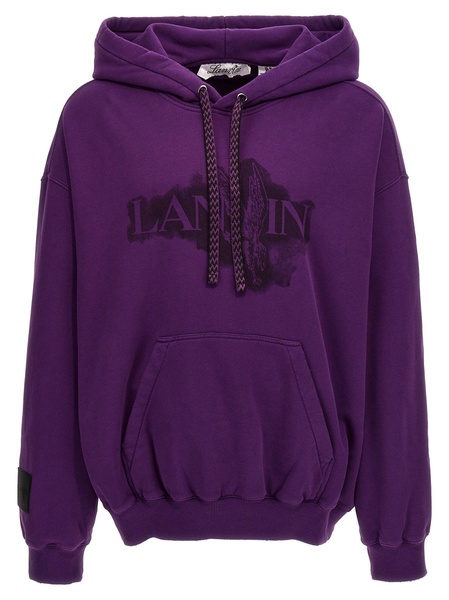 Logo Print Hoodie Sweatshirt Purple