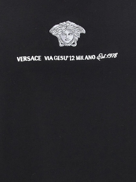 VERSACE Men's Embroidered Baroque Logo T-Shirt - Black