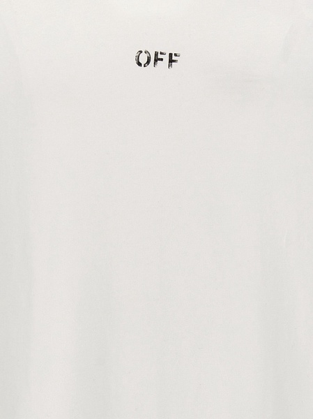 White cotton T-shirt with black front printed logo