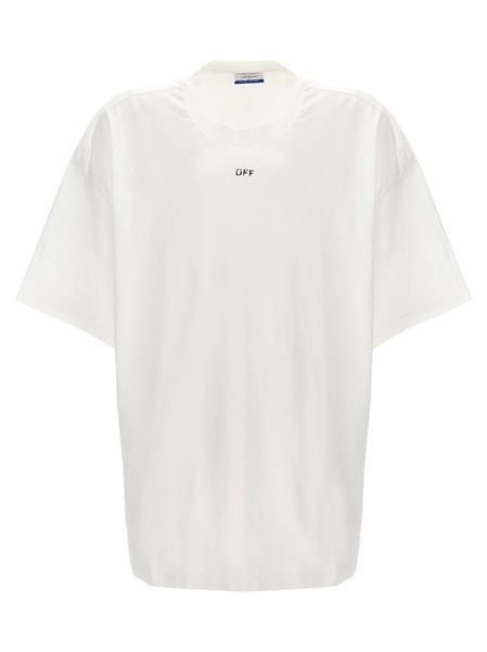 White cotton T-shirt with black front printed logo