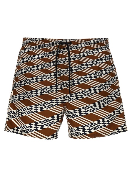 geometric-print swim shorts