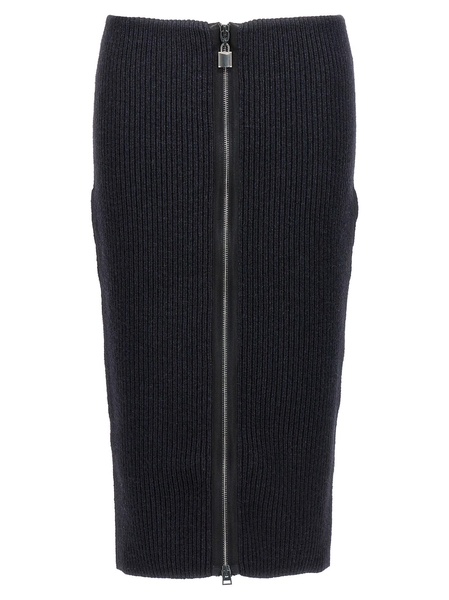 Tom Ford High-Waisted Ribbed Knit Midi Skirt