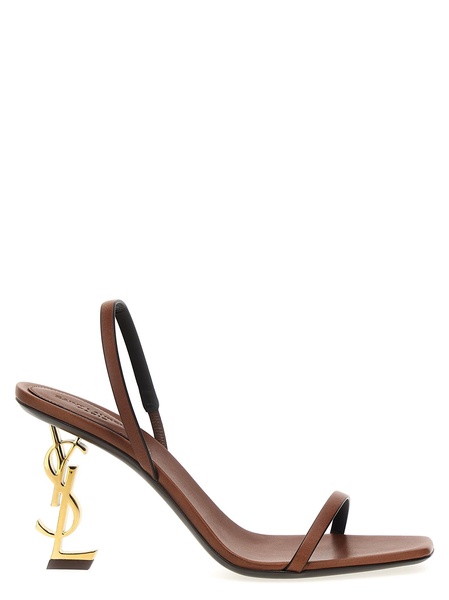 'opyum' Brown Slingback Sandals With Cassandre Heel In Leather Woman