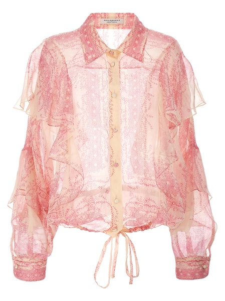 Silk CréPon Shirt Ruffles Shirt, Blouse Fuchsia