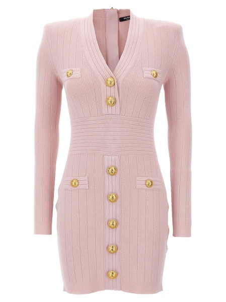 Logo Button Dress Dresses Pink