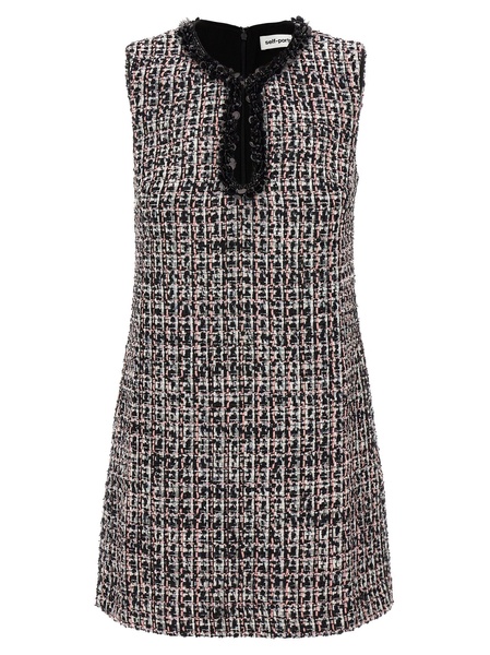 Self Portrait 'Black Boucle Embellished Mini' Dress