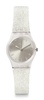 Swatch Women Casual Transparent Watch Plastic Quartz Silver Glistar Too