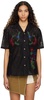 Black Flower Mushroom Embroidered Shirt