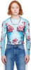 Blue & Red Floral Long Sleeve T-Shirt