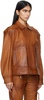 Brown Detachable Collar Leather Jacket