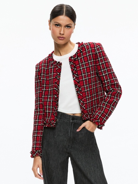 Kidman Jacket in School Girl Plaid Bright Ruby