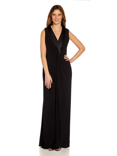 Adrianna Papell Women's Jersey Tuxedo Gown