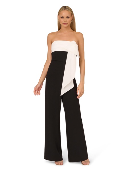 Adrianna Papell Womens Knit Crepe Strapless Jumpsuit