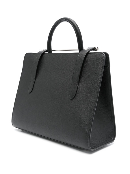 Strathberry Midi Tote Leather Black Silver Hardware