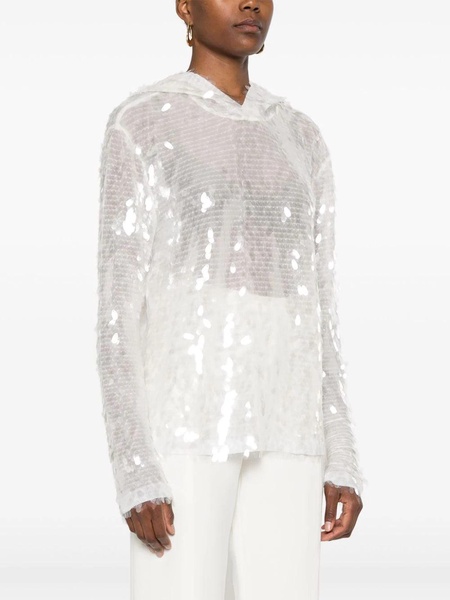 Norma Kamali Hooded Sweatshirt Decorated With Sequins