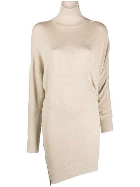 Neutral Gaelys Asymmetric Knitted Dress