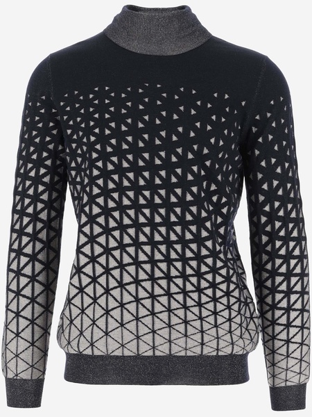 Giorgio Armani Wool Blend Sweater With Geometric Pattern