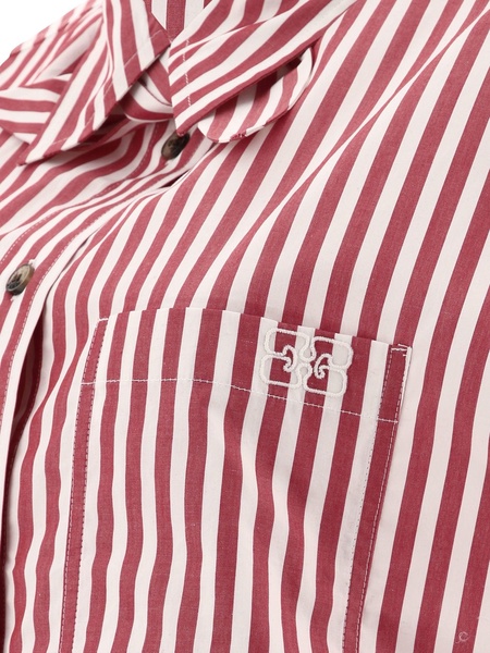 Ganni Striped Shirt With Chest Pocket