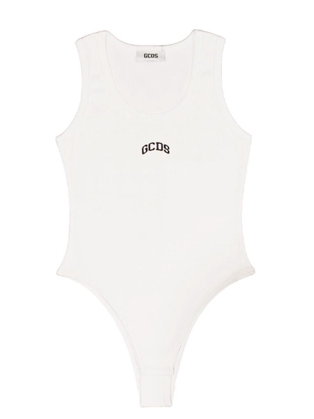 Gcds Sleeveless Bodysuit In Cotton With Gcds Logo Print On The Front.