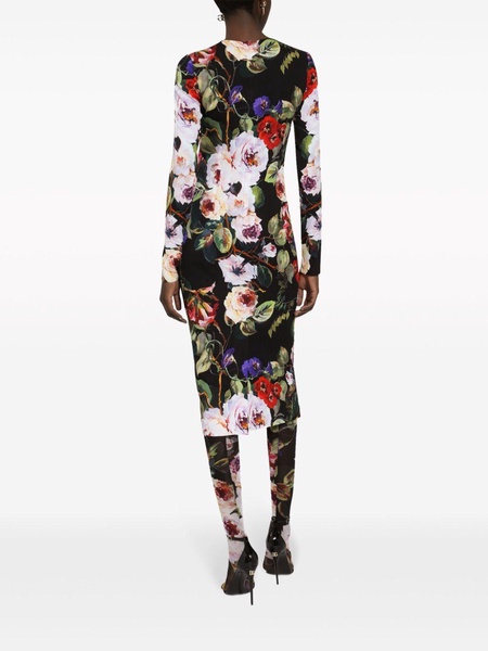 floral-print long-sleeve midi dress