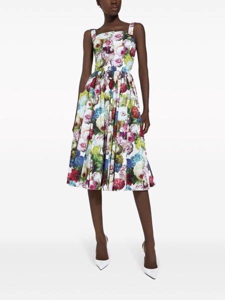 Dolce & Gabbana Flower Print Midi Cotton Dress