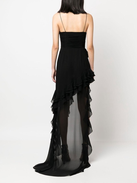 Alessandra Rich Ruffles Detail Silk Georgette Evening Dress