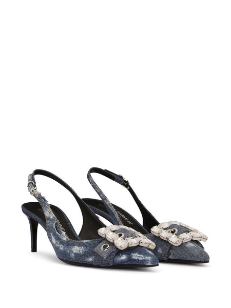 Dolce & Gabbana Denim Patchwork Slingback Pumps