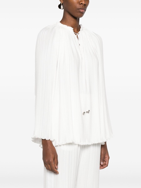 Lanvin Long Sleeve Pleated Blouse Open Neck Clothing