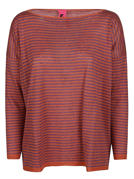 Alessandro Aste Boat Neck Striped Linen Sweater