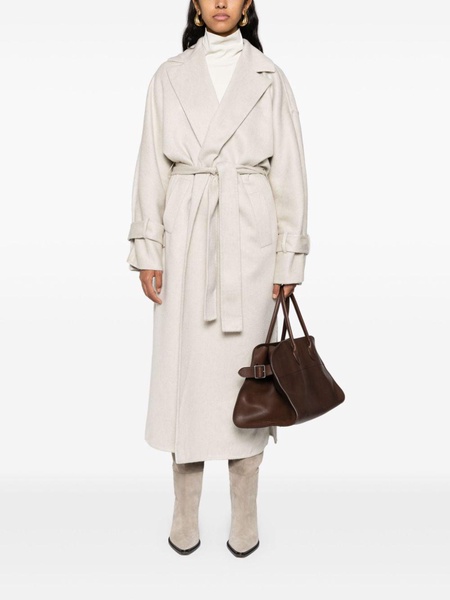 Hand-crafted coat in cashmere double beaver cloth with monili