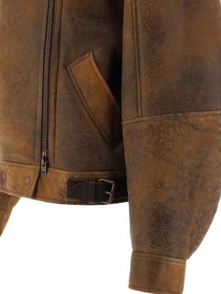 ACNE STUDIOS Luxury Brown Shearling Leather Jacket for Women