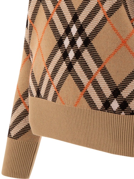 Check Wool Blend Sweater Knitwear Beige