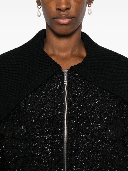 Self Portrait Black Tinsel Boucle Bomber Jacket