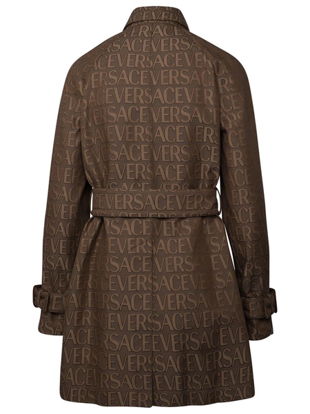 Versace Brown Cotton Blend Trench Coat