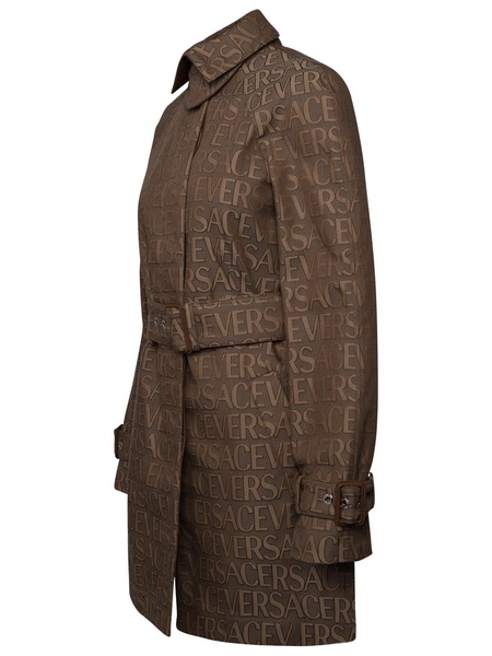 Versace Brown Cotton Blend Trench Coat