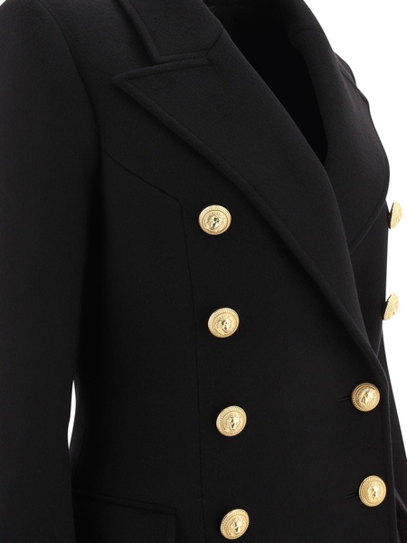 Balmain Double Breasted Coat With Gold Buttons