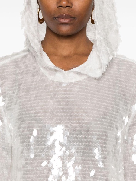 Norma Kamali Hooded Sweatshirt Decorated With Sequins