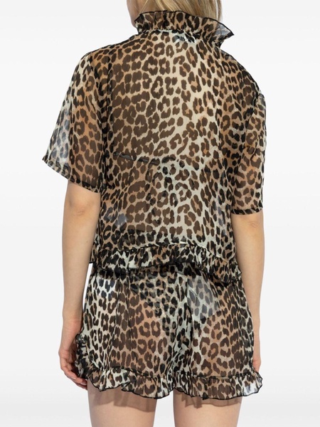 Ganni Leopard Print Blouse