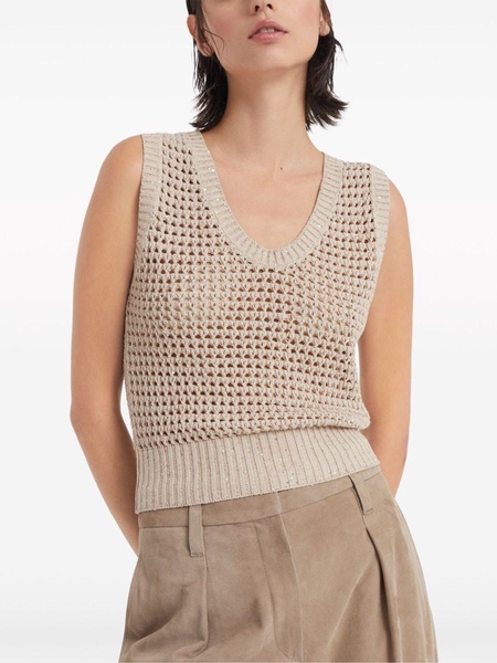 Brunello Cucinelli Open Knit Cotton Top