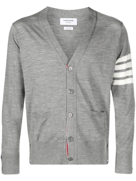 THOM BROWNE Grey Wool 4-Bar Cardigan for Men - SS24 Collection