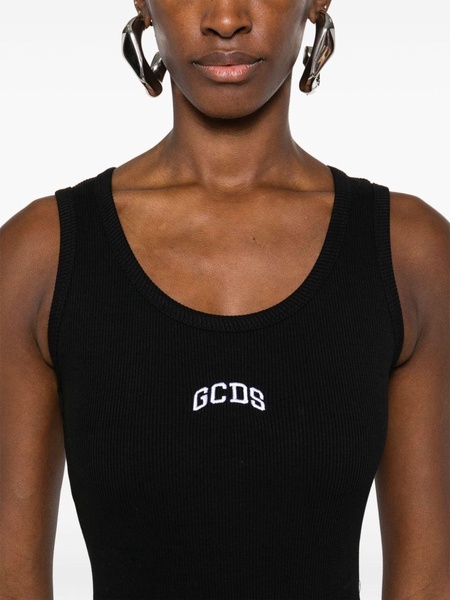 Gcds Sleeveless Bodysuit In Cotton With Gcds Logo Print On The Front.